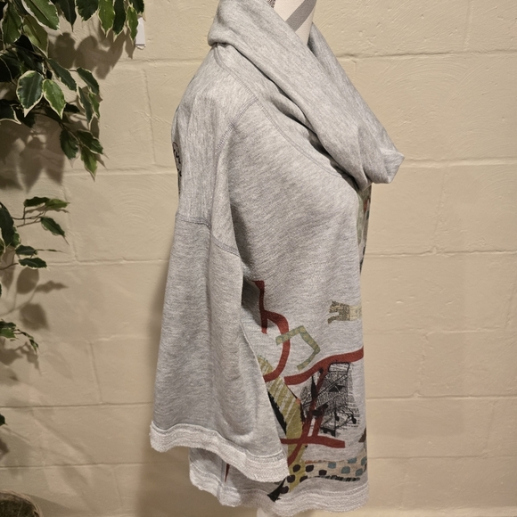 INOAH Cowl Neck Career Art Sweatshirt Size Medium 3/4 Bell Sleeve Grey. - Picture 2 of 10